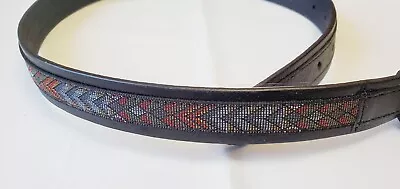 Unbranded Boy's Western Ribbon Belt LARGE Black W Multi Color Silver Accents New • $11.03