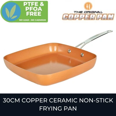 £10.99 • Buy Copper Frying Pan Steel Stainless Ceramic New Cookware Square Cooking Chef Oven