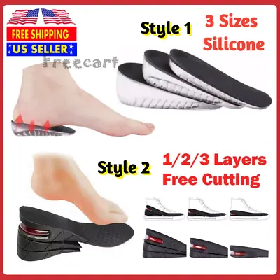 $8.45 • Buy Shoe Insoles Invisible Height Increase Silicone Gel Heel Lift Taller Inserts Pad