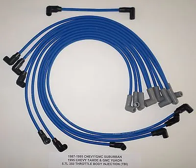 1987-1995 CHEVY/GMC SUBURBAN TAHOE YUKON 5.7L 350 TBI BLUE 8MM Spark Plug Wires • $56.68