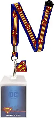 DC Comics Superman Wrap Around Logo Lanyard Neck Strap Id Holder With Charm • $11.95