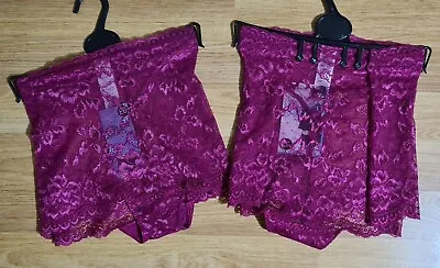 M&S Ladies 2 Pairs HIGH RISE SHORTS Knickers/underwear Size 6 Magenta Pink BNWT • £9.99