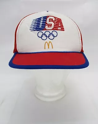 Vintage Olympics McDonald USA Trucker Hat Mesh Snapback Outdoor Casual • $11.89