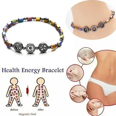 2 X Magnetic Healing Therapy Star Anklet Bracelet Arthritis Hematite Weight Loss • $2.58