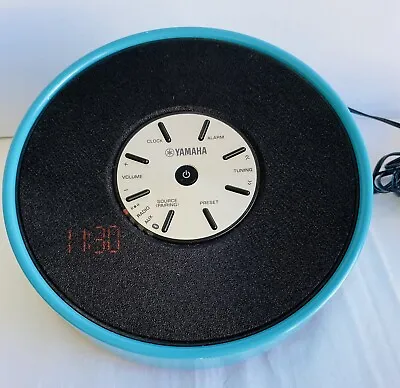 YAMAHA TSX-B15 Aqua Blue Bluetooth Alarm Clock Airplay Speaker Round Boombox VGC • $49.94