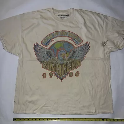 Van Halen Tour Biege Women Oversized Distressed T-Shirt Dress Sz O/S • £16.20