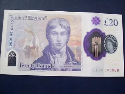 Bank Of England: 2020 One CL73 666866 Uncirculated Polymer £20 Banknote • £29