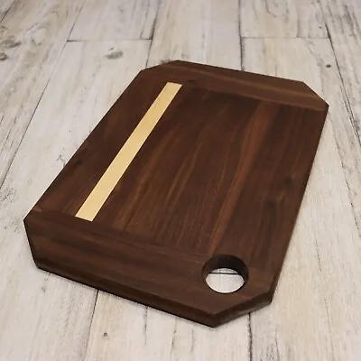 Handmade Solid Wood Cutting Board 10x14 Walnut W Maple Wood Inlay Cheese Board • $37.99