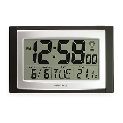 Acctim Stratus Digital Wall / Desk Clock Radio Controlled Tabletop LCD Display D • £34