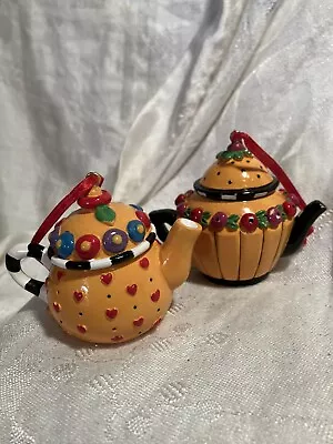 Mary Engelbreit Teapot Christmas Ornaments / Lot Of 2  • $9.99