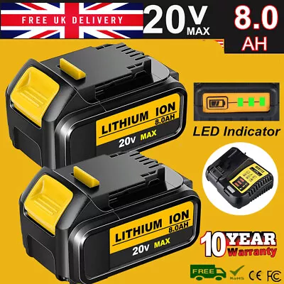 For DeWalt DCB182 18v Lithium-Ion Battery Pack 8.0Ah 18 Volt DCB184 DCB200 DCB18 • £76.98