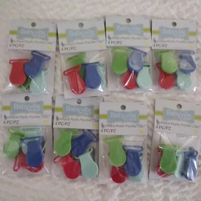 Babyville Boutique Plastic Pacifier Clips 8 Packages Of 4 New In Package • $14.99