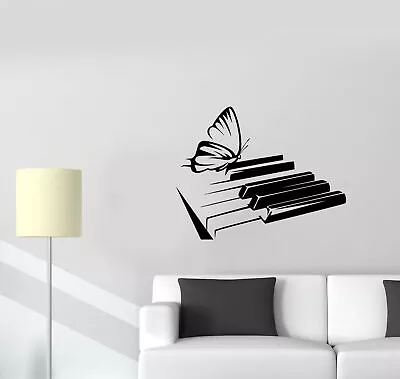 Vinyl Wall Decal Music Art Butterfly On The Piano Keys Stickers (3888ig) • £48.20