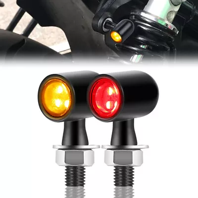 2x Motorcycle LED Bullet Mini Turn Signals Light Blinker Brake DRL Amber+Red • $13.98