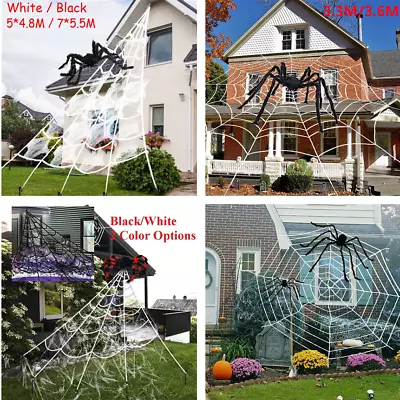 Large Giant Spider Web Horror Stretch Cobweb Party Outdoor Yard Halloween Decor • £6.99