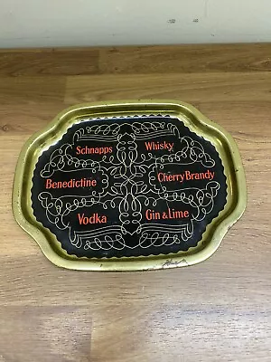 Vintage Cocktail Drinks Tray Tin Metal Advertising Tray Retro Home Bar Kitsch • £7.99