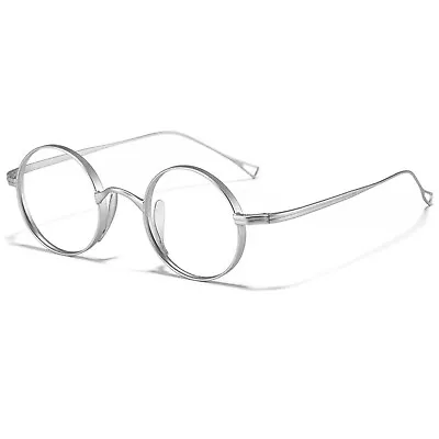 Silver Lightweight Titanium Retro 45mm Spectacle Glasses Round Eyeglass Frames E • $24.23