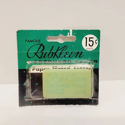 Vtg NIP Office Supplies RUBKLEEN Eberhard Faber 6002 Eraser USA Soft Rectangle • $10.99