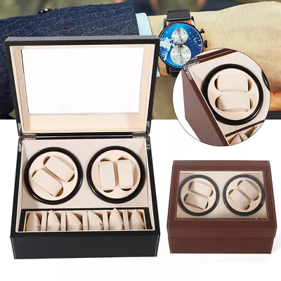 4+6 Automatic Rotation Watch Winder Display Case Wooden Storage Box PU! • $64