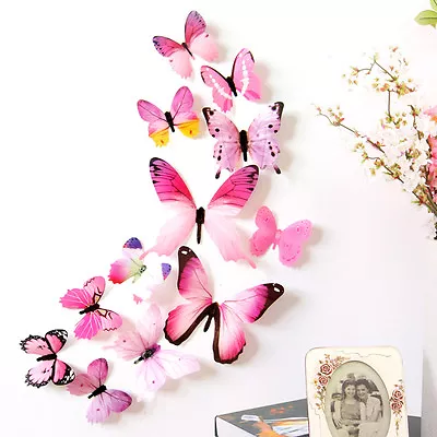 12pcs Or 19pcs 3D Butterfly Wall Decal Removable Sticker Kids Nursery Decoration • $3.99