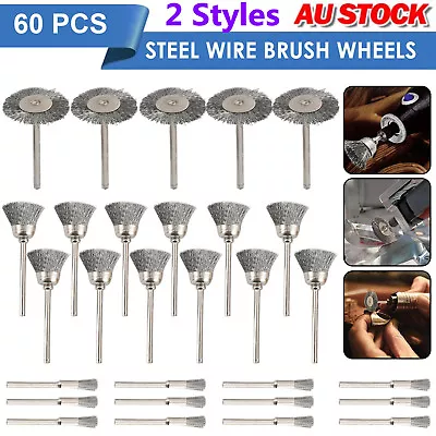 60X Stainless Steel Wire Brush Dremel Tool Rotary Die Grinder Removal Wheel Set* • $23.59