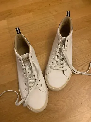 Joules Women Coast Pump Mid Trainers  Baseball Boots - White  SZ 8 • £12.99