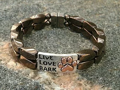 $42.29 • Buy Therapy Magnetic Copper Hematite Bracelet Anklet Slider Dog 2 Row Live Love Bark