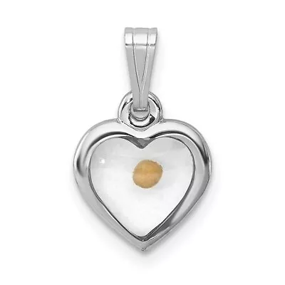 Sterling Silver 925 Polished Heart With Mustard Seed Charm Pendant 0.59 Inch • $27.01
