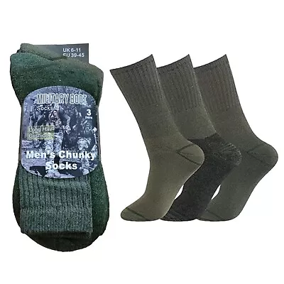 3 6 12 Pairs Mens Army Military Socks Thermal Hiking Boots Combat Warm UK 6-11 • £8.99