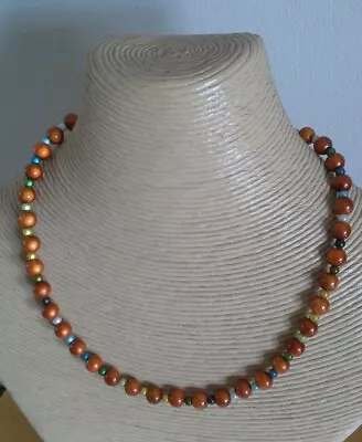 Terracotta Miracle 'illusion' Bead Necklace 17 1/2  • £3.50