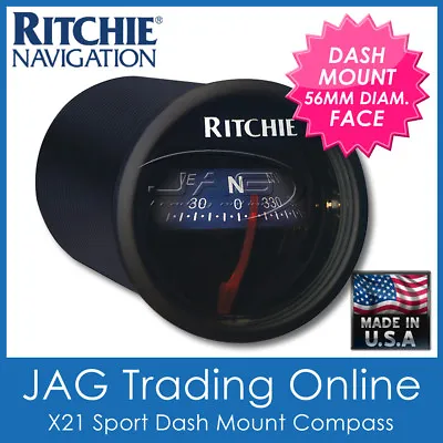 RITCHIE SPORT BLACK X23 DASH MOUNT COMPASS - Boat/Marine/Caravan/RV Panel Flush • $159.95