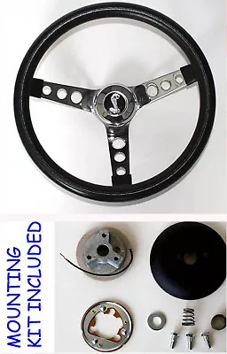 1970-1978 Mustang II Torino Grant Black Steering Wheel 13 1/2 Cobra Snake Center • $114.90