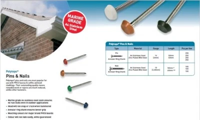 £11 • Buy POLYTOP PLASTIC HEADED STEEL NAILS PINS UPVC FASCIA SOFFIT CLADDING 100 250 Pcs