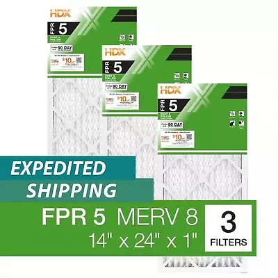 (3-Pack) 14x24x1 Air Filter Standard Pleated Furnace HVAC Filtro De Aire Plisado • $15.61