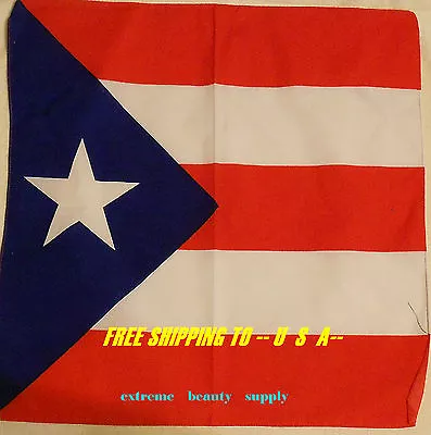 Puerto Rico America Flag Bandana Wristbands Head Ware Biker Liner Red BANDANA  • $2.99