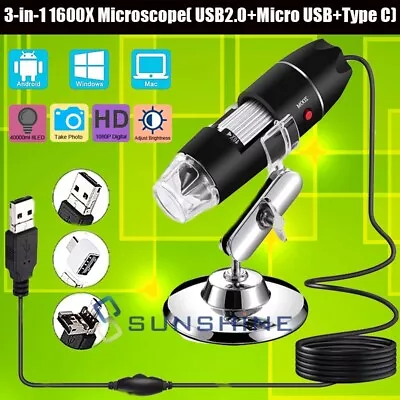 Wired Digital 0X-1600X Handheld HD Microscope USB Magnifier FOR Android/Windows • $25.89