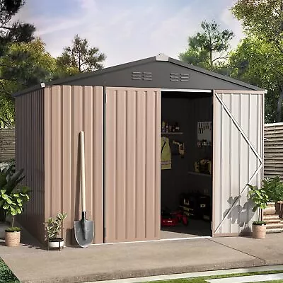 Metal Storage Shed Outdoor Tool Shed W/ Lockable Doors Garden Bike Shed • £159.99