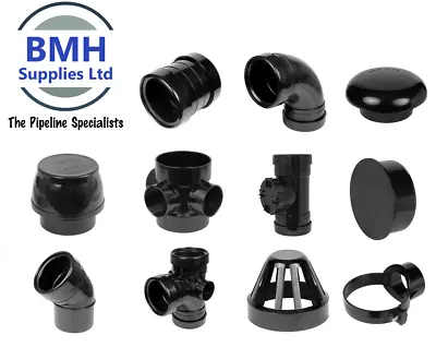 £3.99 • Buy 110mm UPVC Black Soil Pipe Push Fit Ring Seal Fittings, Internal/External Use