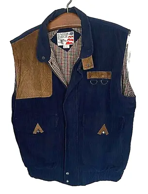 Hunting Camping Tactical Vest Men L 100% Cotton Corduroy Navy Blue Eagles Ridge • $38