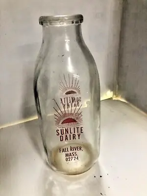 Vintage Milk Bottle - Sunlite Dairy Fall River Mass. Very Nice LOOK-WOW • $25.46