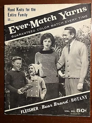 Ever-Match Yarns Fleisher Bear Brand Botany Vol. 60 1961 Vtg Book • $14.01