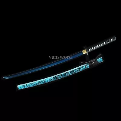 Japanese Katana Hand Forged T10 Clay Tempered Samurai Sword With Blue Blade. • $419.10