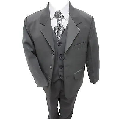 Boys Grey Suit 5 Piece Wedding Page Boy Baby Formal Party Smart  (0-3 - 14 Yrs) • £28.99