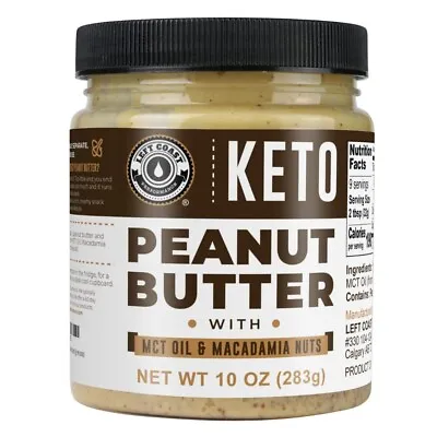 Left Coast Keto Peanut Butter With Macadamia Nuts And MCT Oil Smooth 10 Oz • $11.99