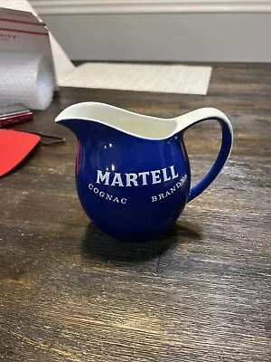 Vintage Ceramic Pitcher HCW Burleigh Martell Cognac Brandy Cobalt Blue Colored • $23.99