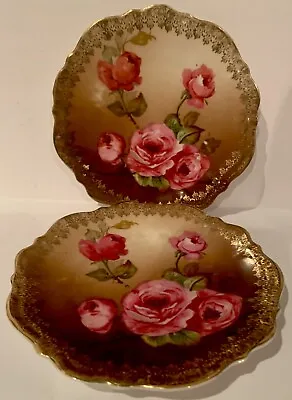 Antique C.T. Germany Carl Tielsch Roses Plate Victorian Art Nouveau 6” Set Of 2 • $44.40
