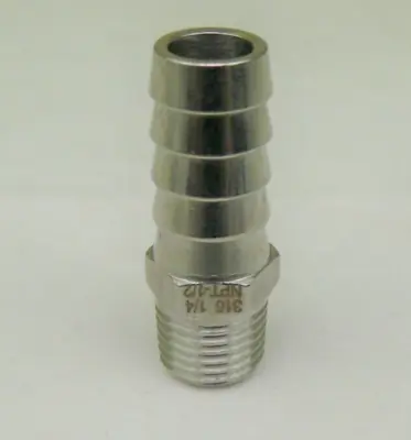 1/2  HOSE BARB To 1/4  MALE NPT SS Pipe Fitting Coupler • $8.95