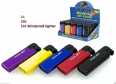 5 X Torjet Windproof Jet Lighter Blowtorch Electronic Gas Jet Flame Refillable • £4.46