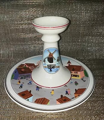 Set Of 2 VILLEROY & BOCH Windmill Scene Candle Stick Holder Marketplace Trivet • $19.79