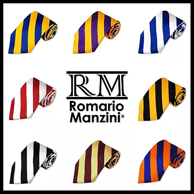 Romario Manzini® Men's Collegiate Stripe Woven Tie (22 Colors) • $12